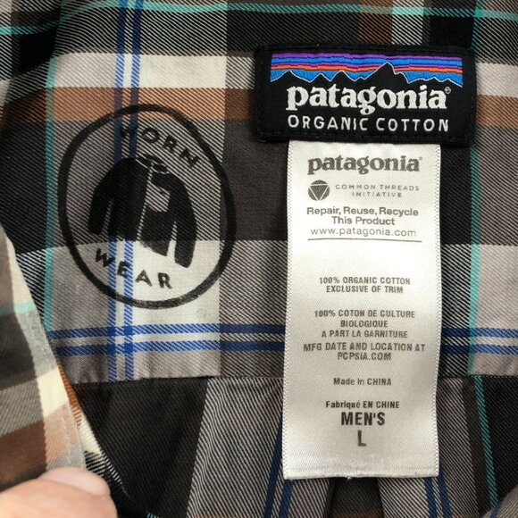 Patagonia Mens Shirt Large Long Sleeve Plaid Button Up Organic Cotton Casual - Picture 3 of 13